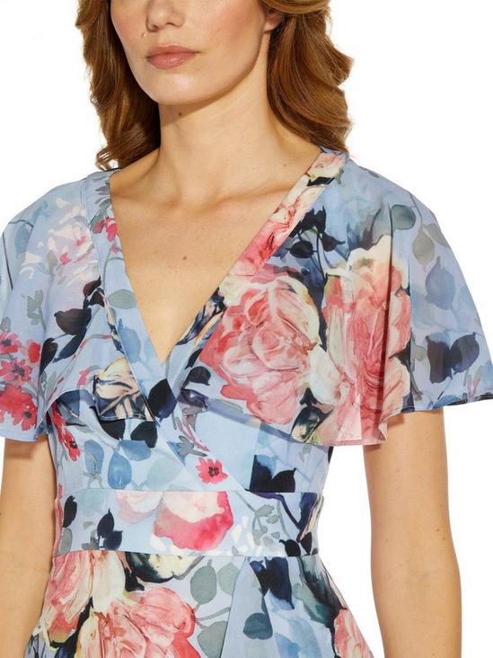Adrianna Papell Floral Faux Wrap Ruffle Dress 2