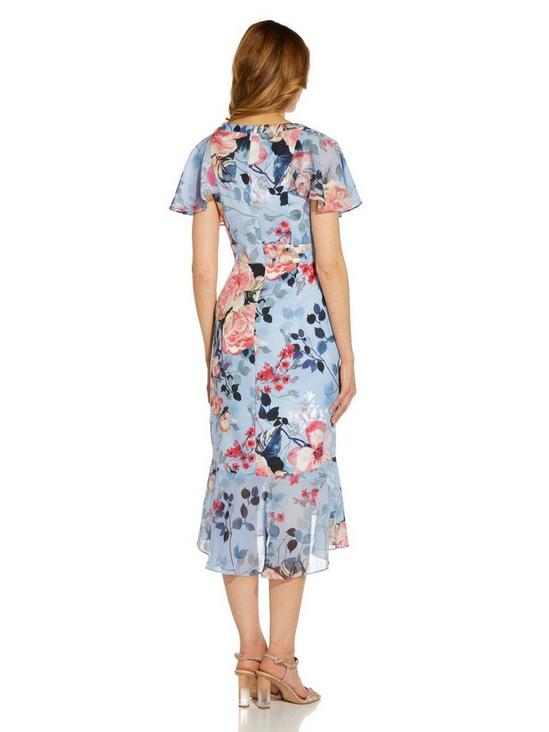 Adrianna Papell Floral Faux Wrap Ruffle Dress 3