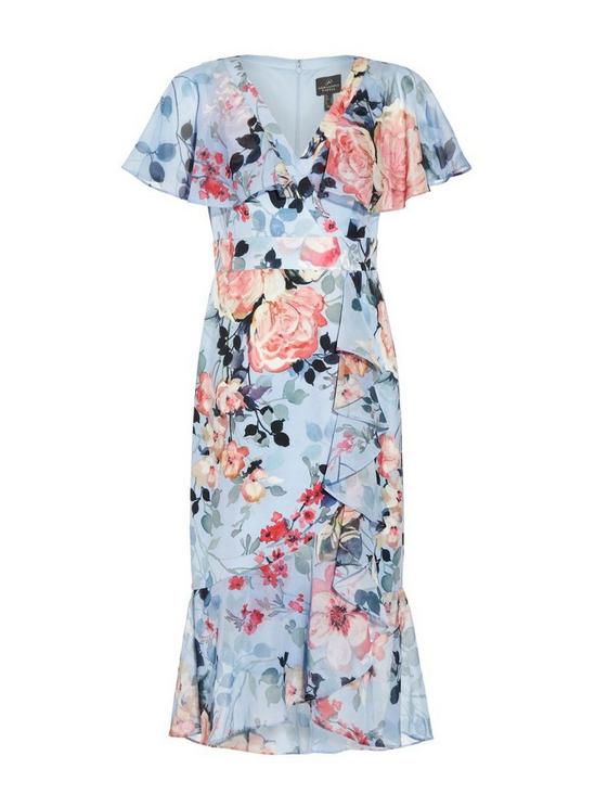 Adrianna Papell Floral Faux Wrap Ruffle Dress 5