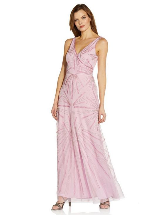 Adrianna Papell Beaded Wrap Mermaid Gown 1