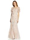 Adrianna Papell Beaded Flutter Sleeve Gown thumbnail 1