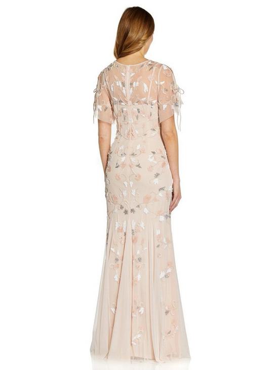 Adrianna Papell Beaded Flutter Sleeve Gown 3