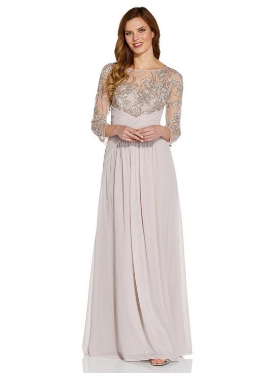 Adrianna Papell Beaded Gown With Soft Skirt 1