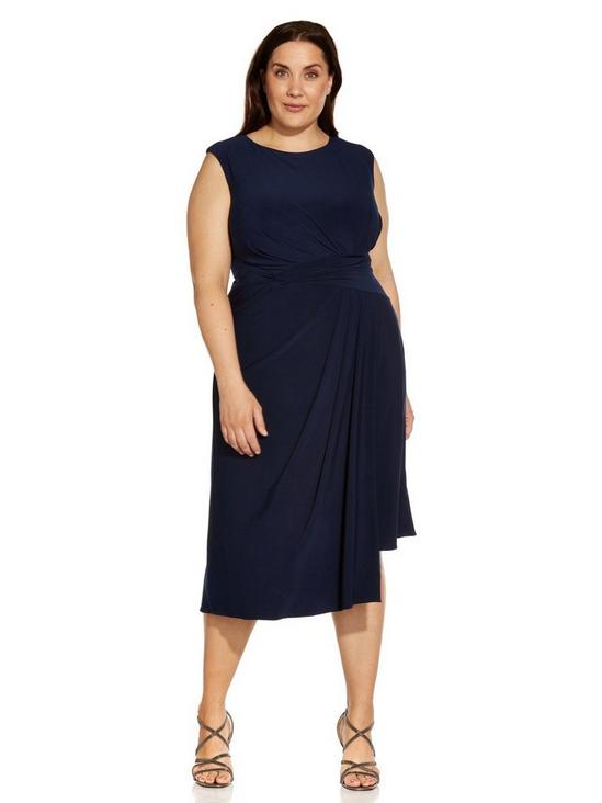 Adrianna Papell Plus Asymmetric Draped Jersey Dress 1