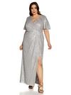 Adrianna Papell Plus Wave Sequin Draped Gown thumbnail 1