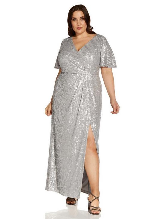 Adrianna Papell Plus Wave Sequin Draped Gown 1
