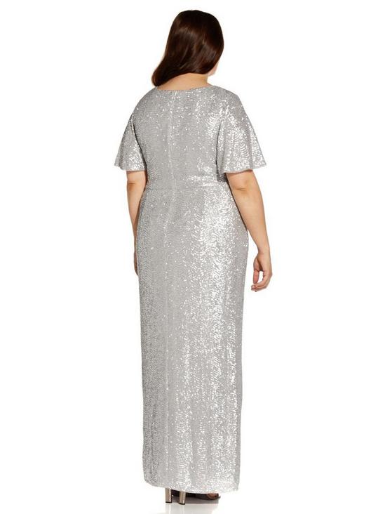 Adrianna Papell Plus Wave Sequin Draped Gown 3
