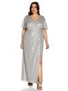 Adrianna Papell Plus Wave Sequin Draped Gown thumbnail 4