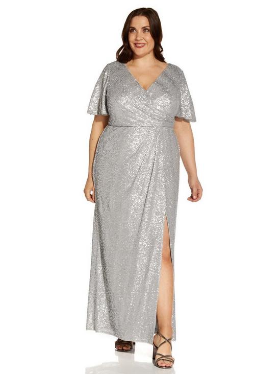 Adrianna Papell Plus Wave Sequin Draped Gown 4