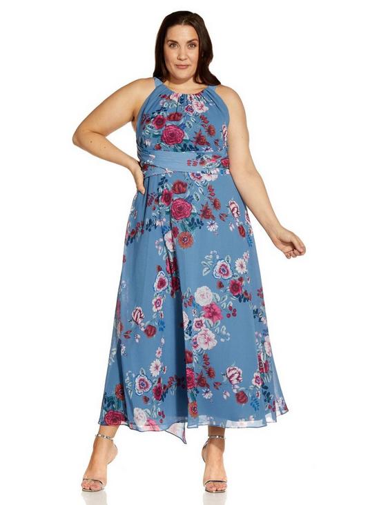 Adrianna Papell Plus Floral Ankle Length Dress 1