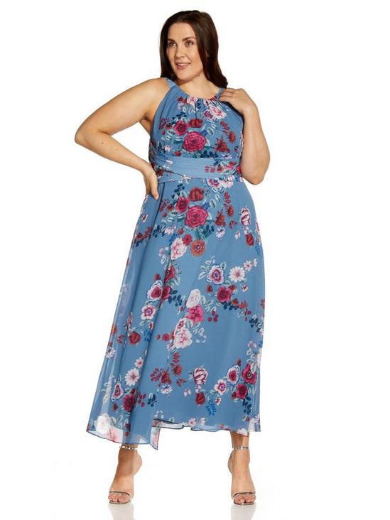 Adrianna Papell Plus Floral Ankle Length Dress 4