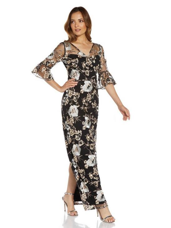 Adrianna Papell Embroidered Column Gown 1