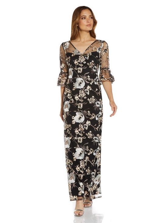 Adrianna Papell Embroidered Column Gown 4