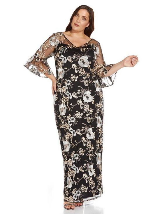Adrianna Papell Plus Embroidered Column Gown 4