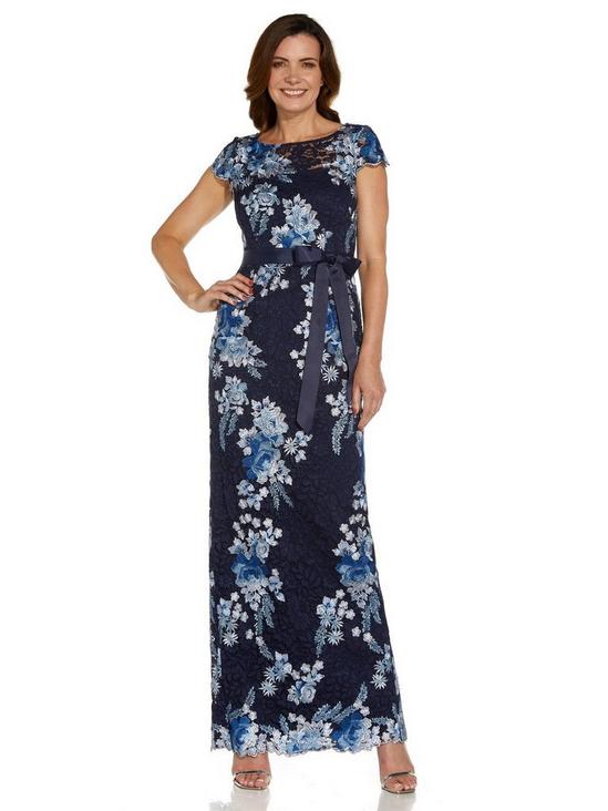 Adrianna Papell Embroidered Lace Gown 1
