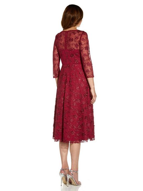Adrianna Papell Sequin Embroidery Flared Midi 3
