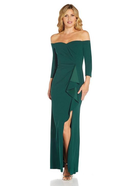 Adrianna Papell Off Shoulder Crepe Gown 1