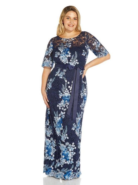 Adrianna Papell Plus Embroidered Lace Gown 4