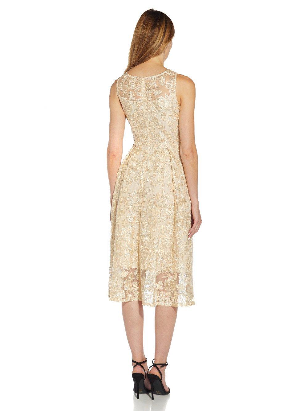 Dresses Embroidered Tea Length Dress Adrianna Papell