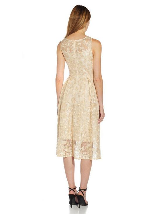 Adrianna Papell Embroidered Tea Length Dress 3
