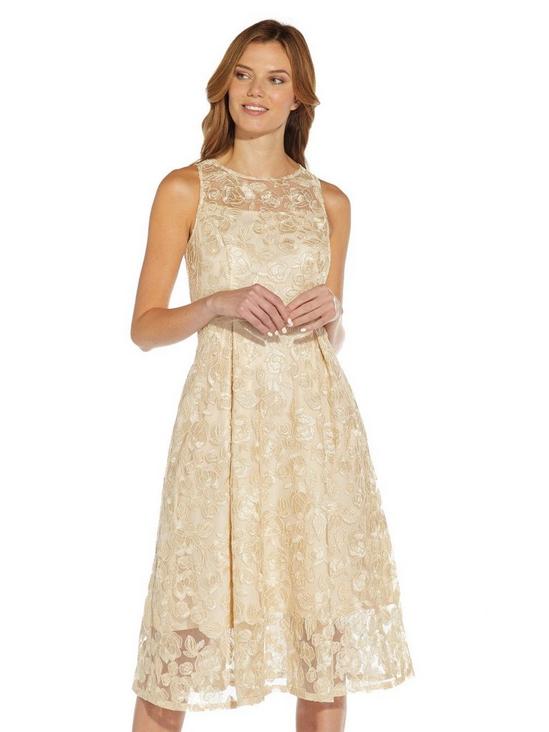 Adrianna Papell Embroidered Tea Length Dress 4