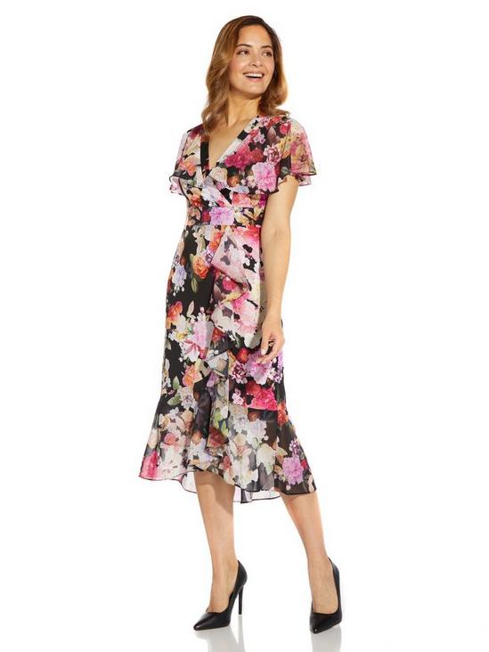 Adrianna Papell Floral Printed Combo Wrap Dress 1