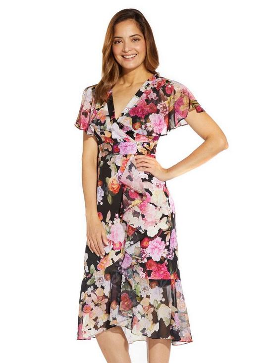 Adrianna Papell Floral Printed Combo Wrap Dress 4