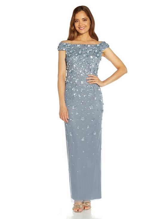 Adrianna Papell Off Shoulder Beaded Gown 1