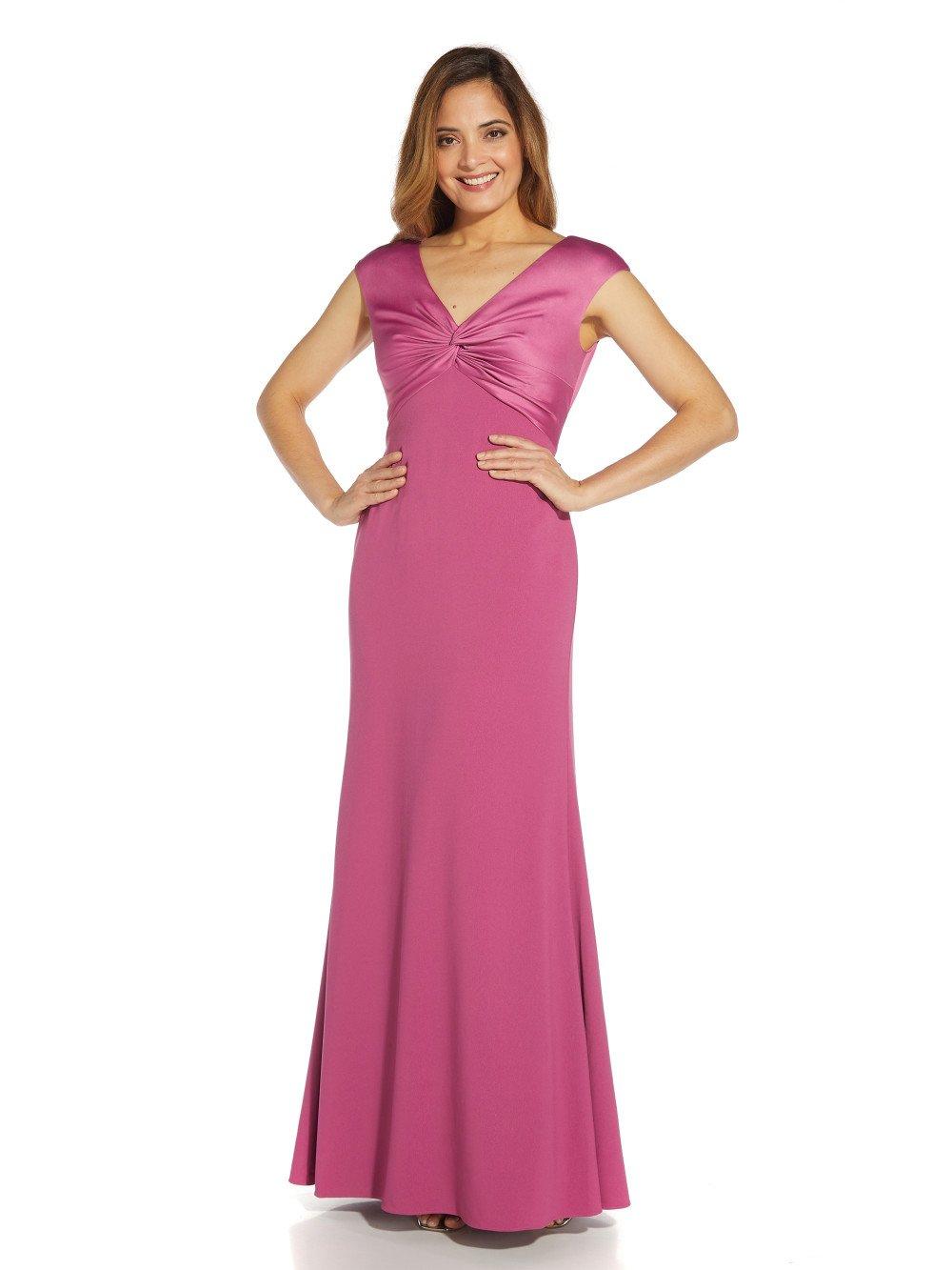 Satin Crepe Twist Front Gown