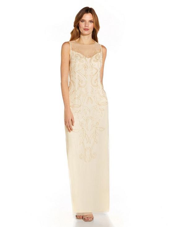 Papell Studio Beaded Illusion Gown 1