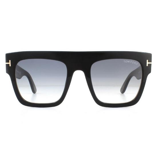 Tom Ford Square Shiny Black Grey Smoke Gradient Sunglasses 1