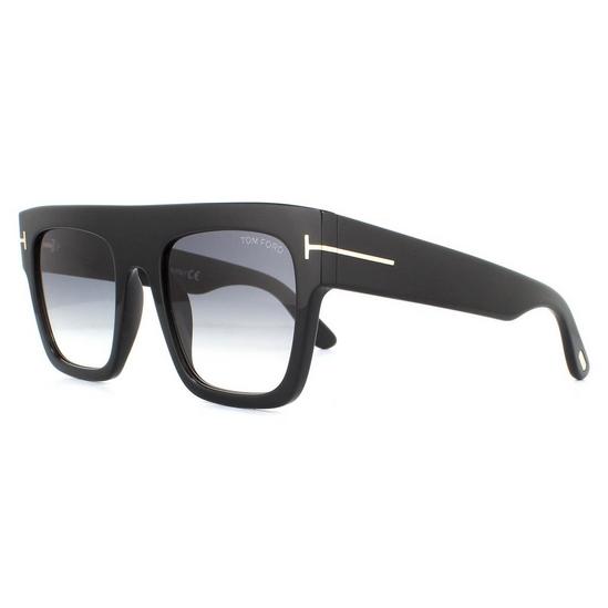 Tom Ford Square Shiny Black Grey Smoke Gradient Sunglasses 2