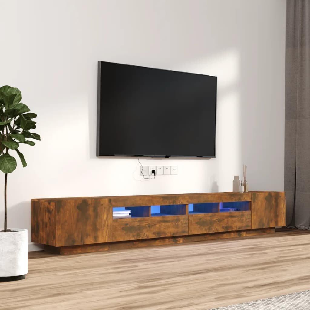 3 Piece TV Cabinet Set with LED Lights Smoked Oak Engineered Wood