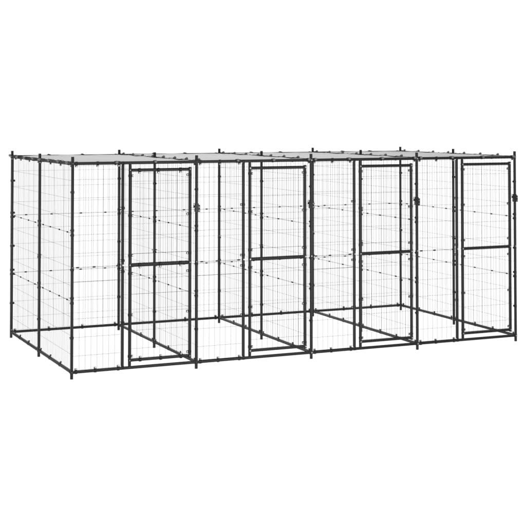 Outdoor Dog Kennel Steel with Roof 9.68 mA2