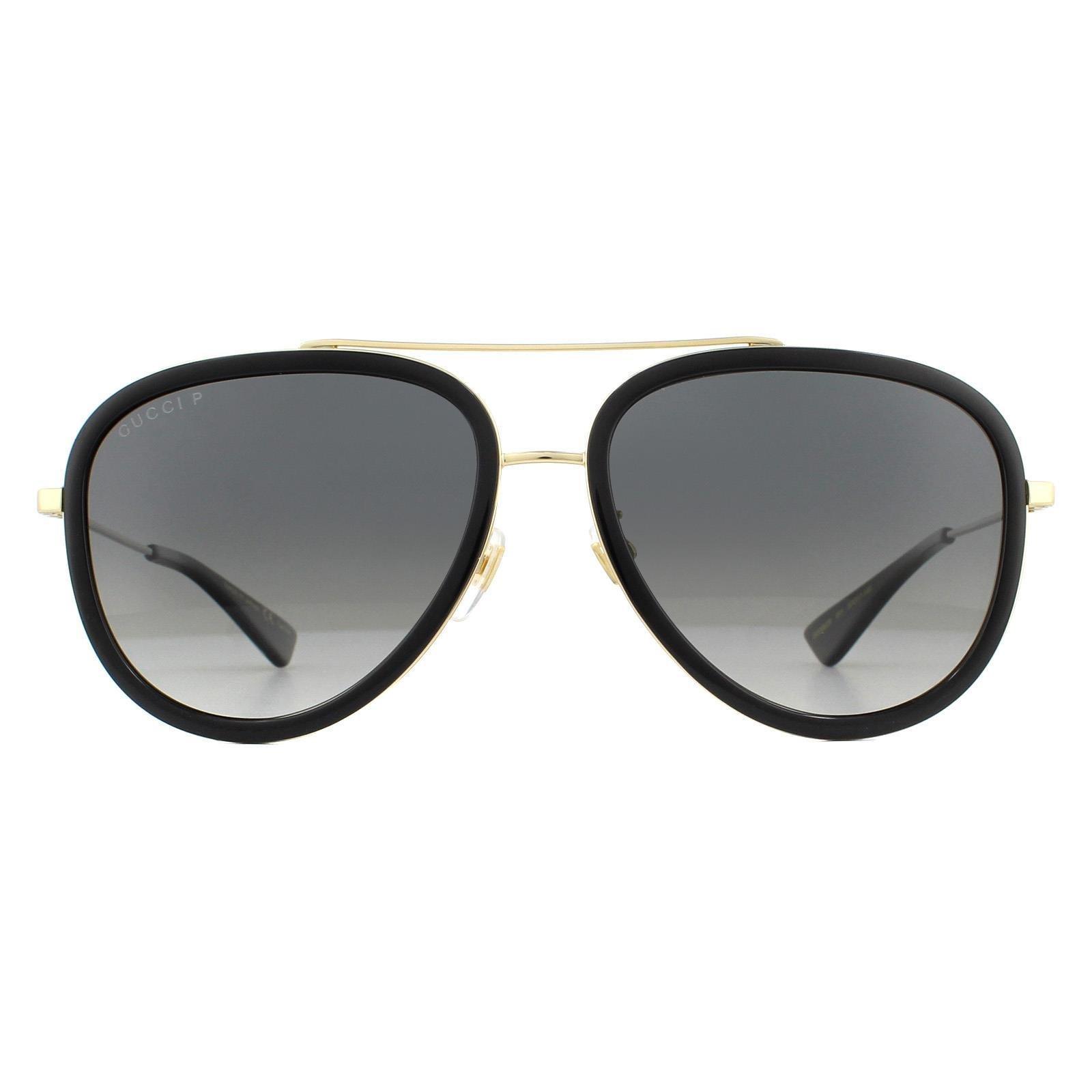 Aviator Black And Gold Grey Gradient Polarized Sunglasses