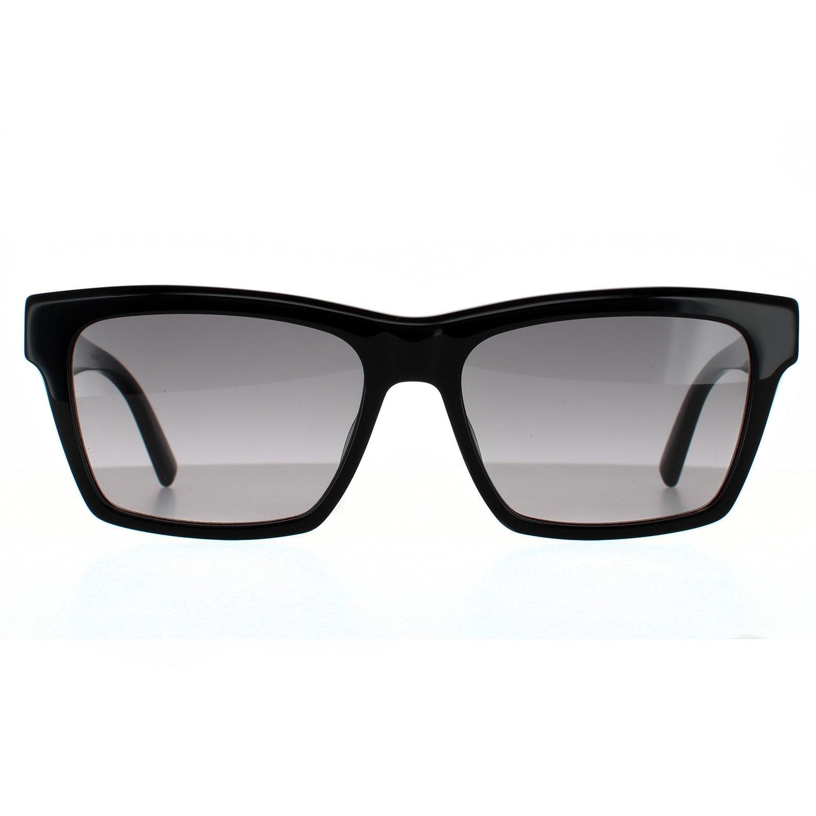 Rectangle Unisex Shiny Black Grey Gradient Sunglasses