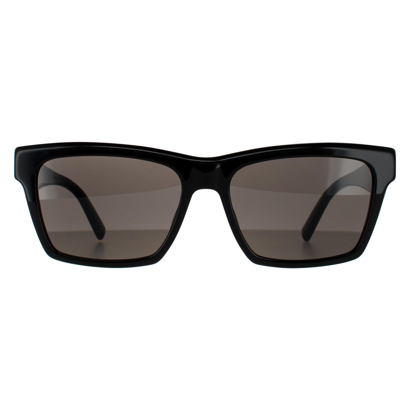 Rectangle Shiny Black Dark Grey Sunglasses
