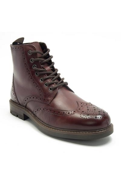 'Nesser' Ankle Derby Leather Brogue Lace-Ups Boots
