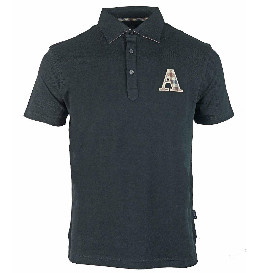 brand a logo black polo shirt