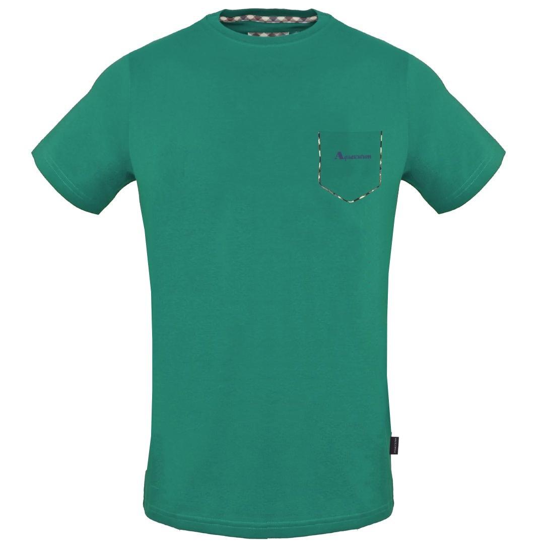 check pocket trim green t-shirt