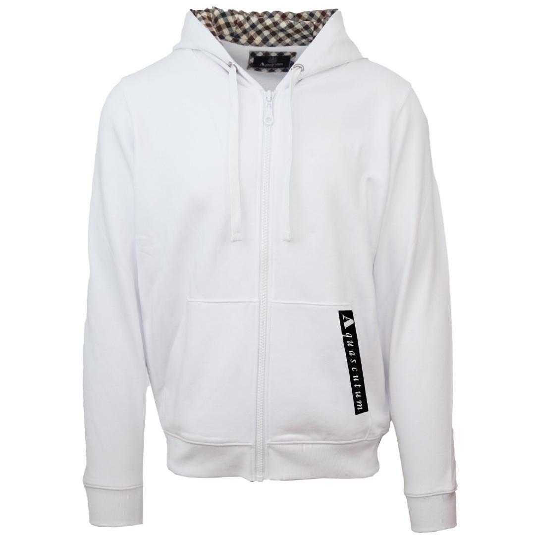 branded taped pocket white zip-up hoodie