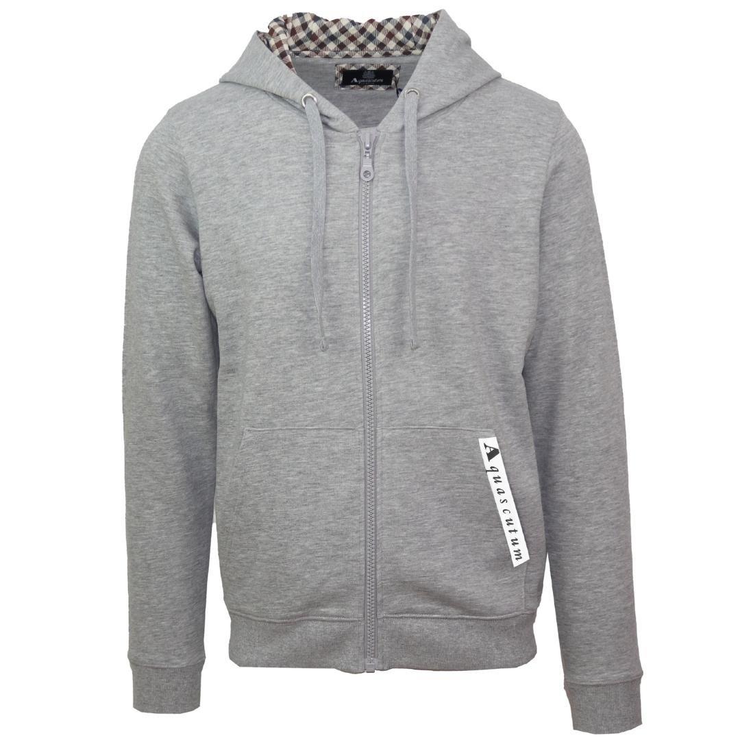branded taped pocket grey zip-up hoodie