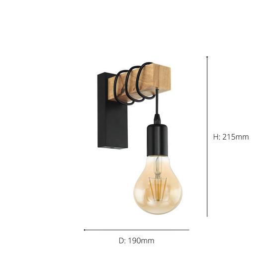 Eglo Townshend Natural Wood And Metal Wall Light 5