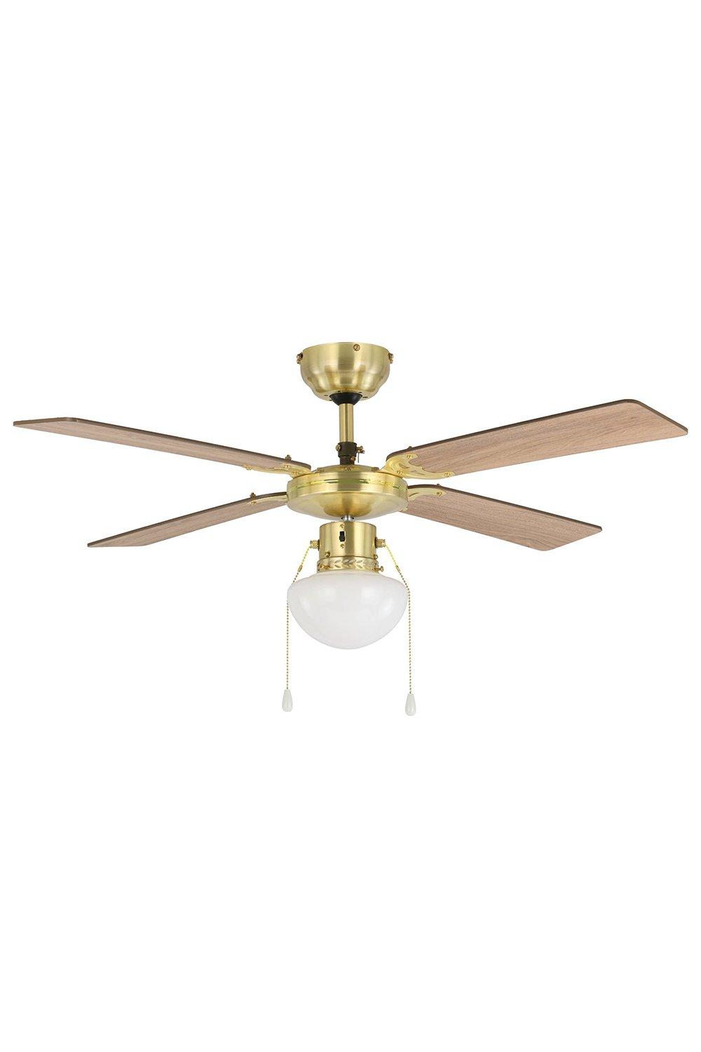 Photos - Floodlight / Street Light EGLO Fortaleza Bronze And Natural Wood Ceiling Fan With Light 