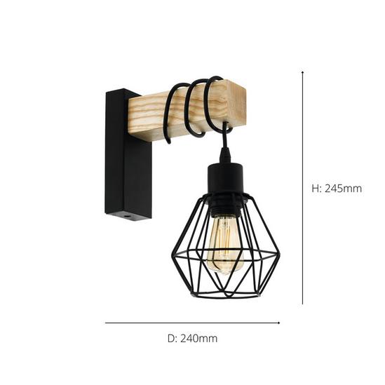 Eglo Townshend Natural Wood And Metal Wall Light 3