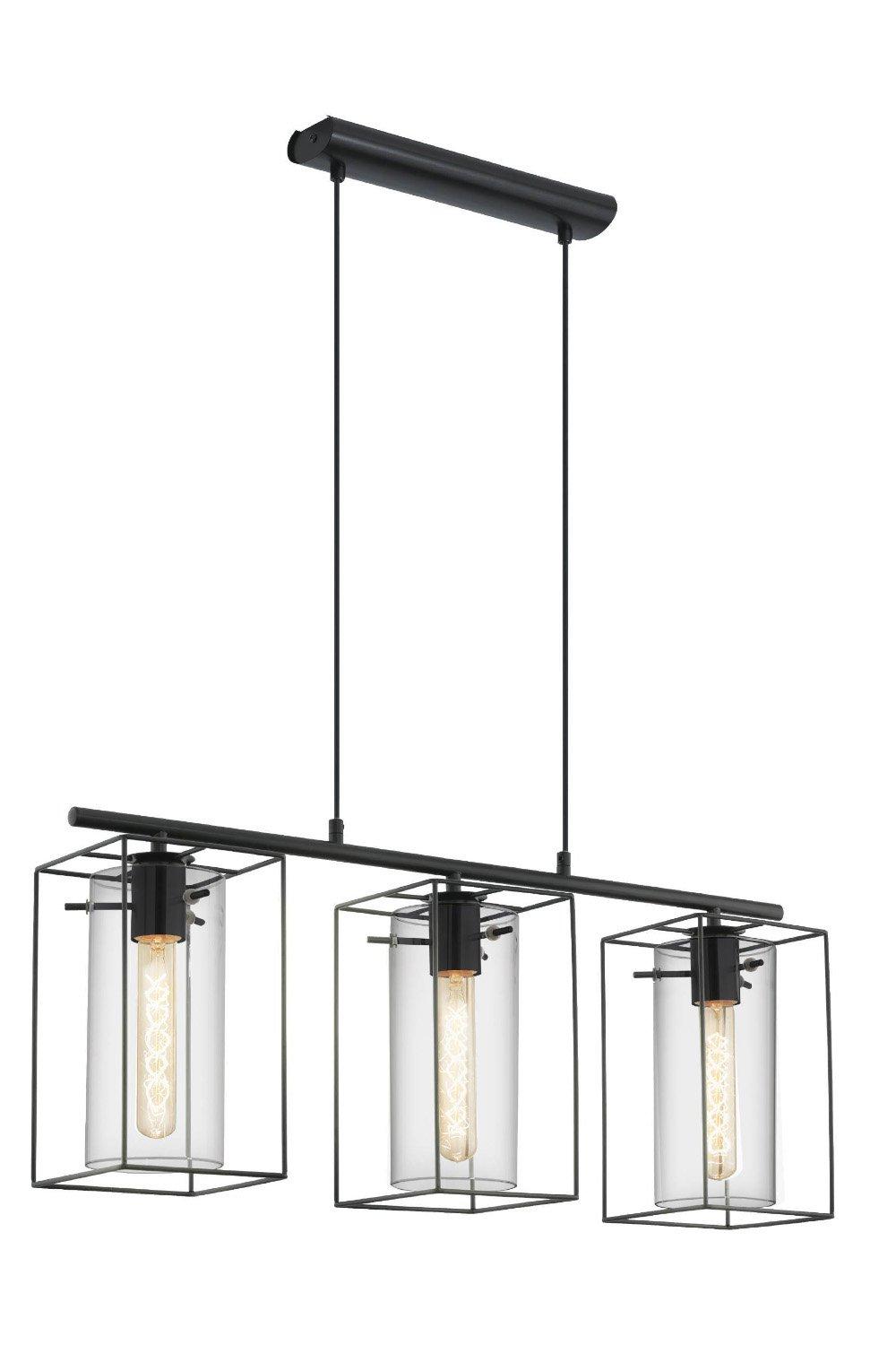 Loncino Smoke And  Glass And Metal 3 Light Ceiling Fitting