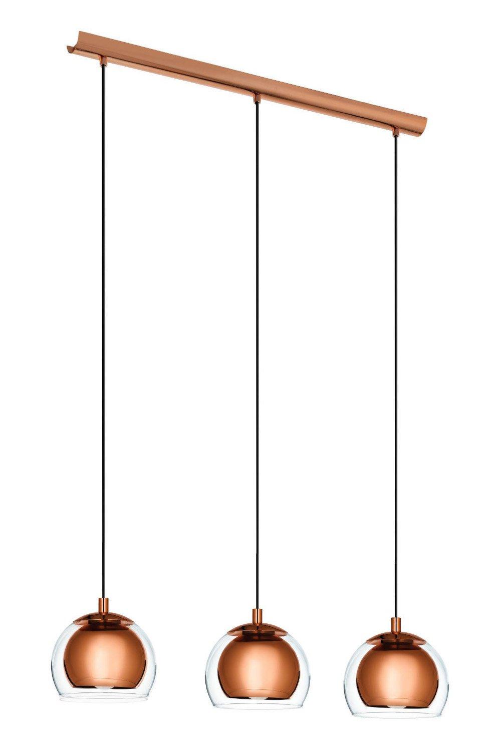Rocamar Clear Glass And Metal 3 Light Ceiling Pendant