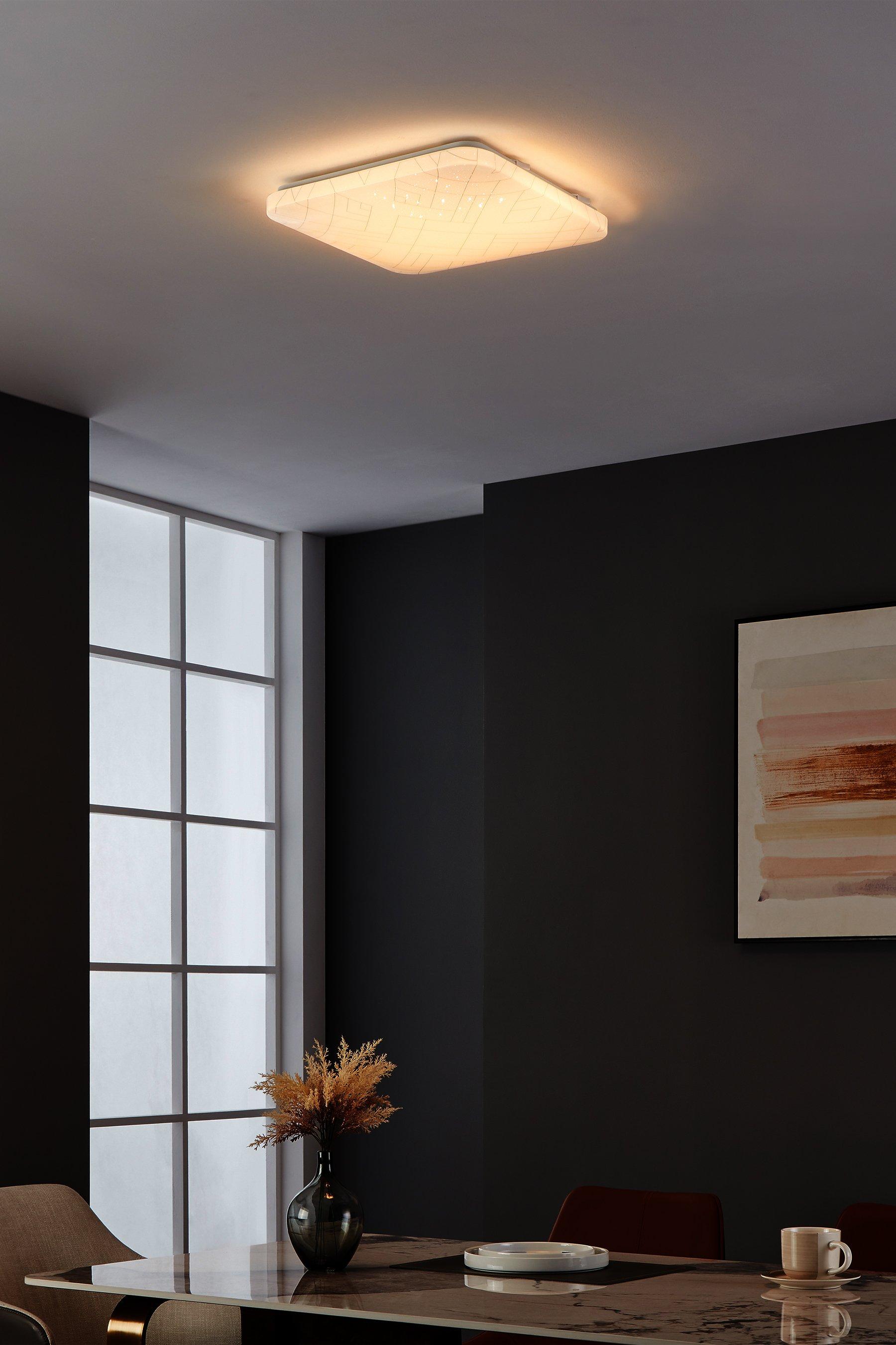 Rende LED Square Flush Ceiling Light With Geometric Motif