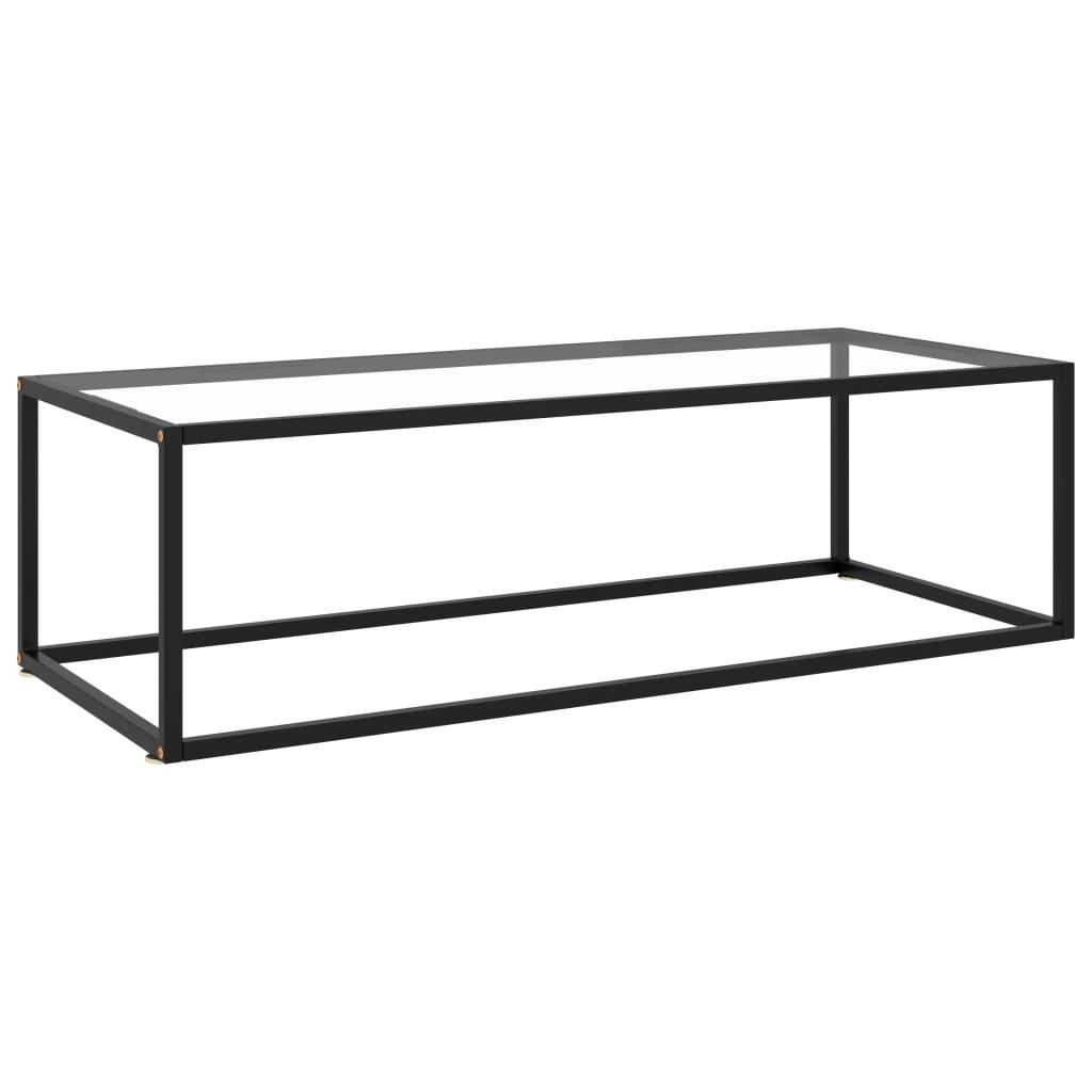 Coffee Table Black with Tempered Glass 120x50x35 cm