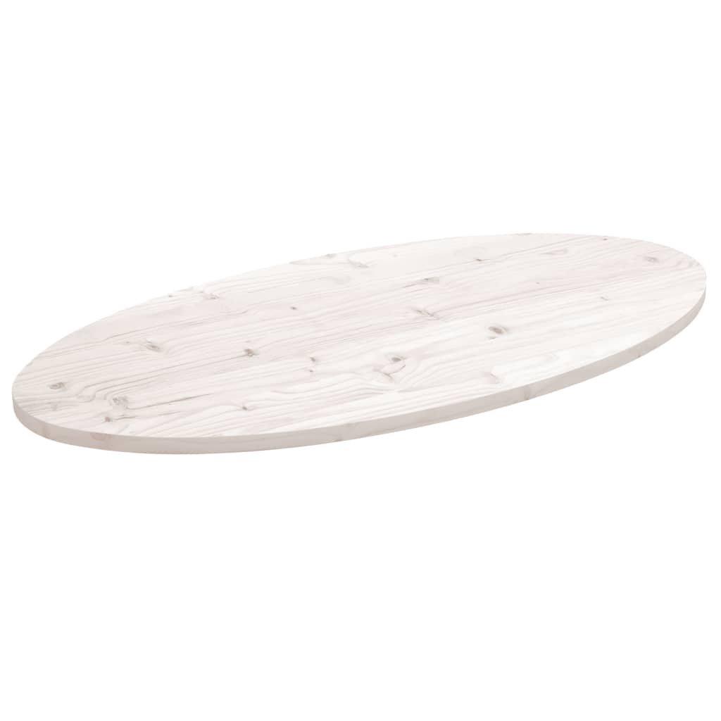 Table Top White 100x50x2.5 cm Solid Wood Pine Oval